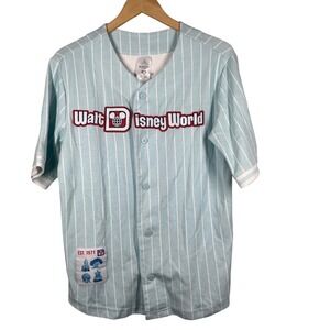 Disney Parks Walt Disney World Baseball Jersey Blue Pinstripe XS Est 71 4 Parks